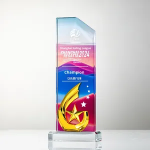 Trofeo de Cristal Colorido, Portátil y Ecológico, con Grabado en Relieve y Impresión Tipográfica, para Debates Escolares, Estilo Moderno - Product Image 5