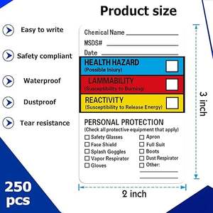 Etichetta Adesiva Impermeabile in Vinile per Dati di Sicurezza Chimica (MSDS) con Logo Personalizzato per Bottiglie in Vetro e Plastica - Product Image 2