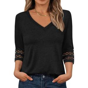 2025 Trendy Womens <b>Tops</b> Queen 3/4 Length Sleeve V Neck Lace <b>Tunic</b> <b>Dressy</b> Casual Business Outfits Ladies Fashion Sweaters - Product Image 6