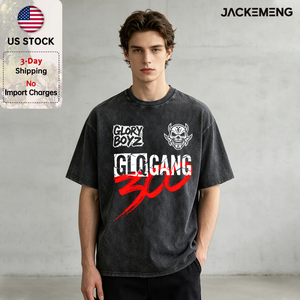 เสื้อยืดโอเวอร์ไซส์ผ้าฝ้ายพิมพ์ลายคำพูด "Glory <span class=keywords><strong>Boyz</strong></span> Glo Gang" สไตล์สตรีทแวร์เรโทรลำลอง ขายส่งจากคลังสินค้าในสหรัฐอเมริกา - Product Image 1