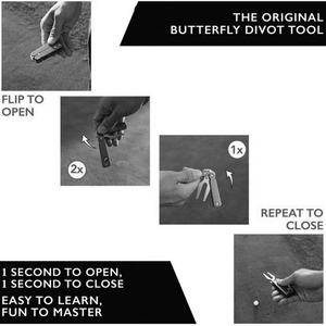 BD-1457 Outil de réparation de divot de <span class=keywords><strong>golf</strong></span> pliable de type papillon en acier inoxydable miniature, design personnalisé DIY, à ouverture par basculement, 2.0 - Product Image 2