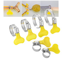 Colliers de serrage à vis sans fin réglables en acier inoxydable de 8 à 44 mm avec poignée en plastique jaune, OEM pour tubes