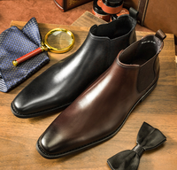Sepatu Boots Kulit Asli Premium Model Tinggi untuk Bisnis Formal, Chelsea Boots Pria dengan Sol Karet Anti-Selip, Sepatu Boots Kulit Pria