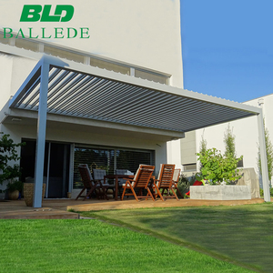 Gazebo de Jardín Automático Impermeable de 4x7m, Pérgola Retráctil Motorizada con Puerta Corredera de Vidrio - Product Image 5