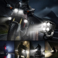 Phare LED universel avant à 4 perles pour moto, ultra lumineux, faisceau haut/bas, pour scooter électrique et vélo à pédales