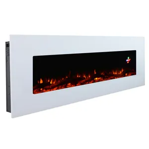 50'' 60'' 70'' inch white indoor cheap wall mounted decorative electric fireplace with 3d decor led natural fire box flame