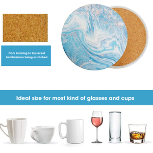 Decoración de mesa 6 uds bebidas absorbentes tazas sublimación cerámica mármol piedra estilo coche posavasos con soporte - Product Image 3