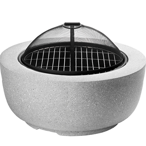 Table de foyer en acier aspect béton avec couvercle en maille pour le camping, le barbecue et le jardin - Product Image 1