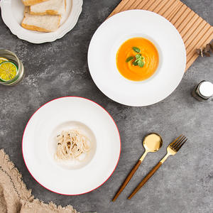 Plato de cerámica blanco de 23.5 cm, redondo, de color sólido, para hotel, fiestas, platos de estilo occidental. - Product Image 5