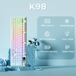 <span class=keywords><strong>Clavier</strong></span> à <span class=keywords><strong>membrane</strong></span> XVX K98 Silent Key Tri-Mode RGB <span class=keywords><strong>Clavier</strong></span> PC à <span class=keywords><strong>membrane</strong></span> <span class=keywords><strong>rétroéclairé</strong></span> avec touches à motif de topographie - Product Image 1