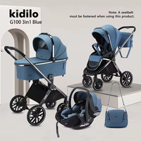 Poussette de luxe 3-en-1 Kidilo G100 pour bébé, ensemble de voyage, vente en gros, poussette, coche de bébé, landau à vendre