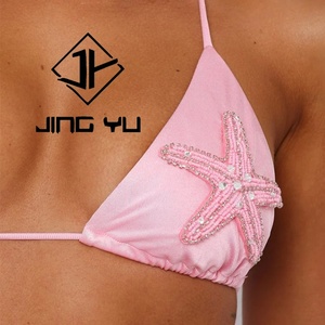 Ensemble de bikini hawaïen à bretelles 2025, de haute qualité, rose, micro bikini, OEM, nylon recyclé, maillot de bain brillant - Product Image 5