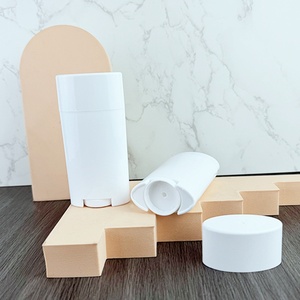 Venta caliente PP Oval White Stick Desodorante Contenedor Embalaje 75g Barra de protección solar plana Tubo de crema con tapa de tracción - Product Image 1