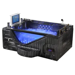 Guangdong Baignoire Foshan Bathtub Manufacturer Black Sex Massage Deep Whirlpool Bathtubs With Tv Bath Tub Dimension