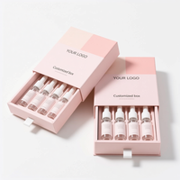 Boîte à tiroir de luxe personnalisée avec logo doré, emballage professionnel pour 6 flacons de sérum de 3 ml, boîte coulissante en carton rigide