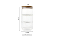 Pot de rangement en verre empilable à 3 niveaux avec couvercle en bambou pour biscuits, collations et fruits secs