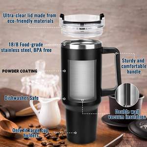 Stainless Steel Tumbler 40oz Vacuum Insulated With Handle Straw For Hot Cold Drinks Travel Home Office Use - Product Image 4