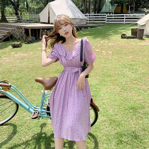 Le donne all'ingrosso vestono un comodo abito Casual scollo a v con scollo a v a vita sottile a vita sottile - Product Image 2