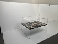 Table basse moderne courbée style Mid-Century en acrylique réglable T-163 avec cadre doré et plateau en marbre noir, mobilier de salon en plastique pour la maison
