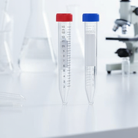 Tube à centrifuger Labtex 15 ml rouge et bleu à bas prix, tube en plastique PP de laboratoire, fond conique, tubes de prélèvement sanguin