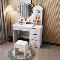 Coiffeuse Chic Haut de Gamme en Bois Moderne pour Filles, Meuble de Chambre avec Miroir et Tiroirs, Meilleure Vente 003