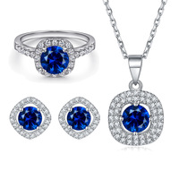 Ensemble de bijoux Halo en argent sterling 925, 3 pièces, bague, collier, boucles d'oreilles, bijoux de mariée