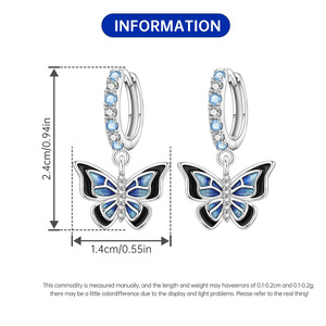 Boucles d'oreilles papillon en cuivre blanc, design original et haut de gamme, polyvalentes, vente en gros pour femmes - Product Image 2