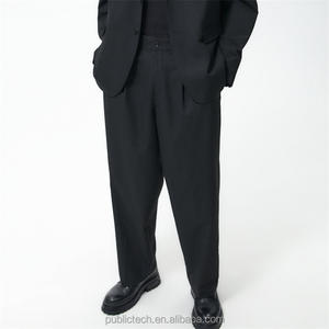 Custom 67% Polyester 29% Viscose Featuring an Elastic Waistband Casual Oversize <b>Wide</b> Fit Pants <b>Trousers</b> <b>for</b> <b>Men</b> - Product Image 1