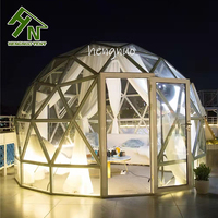 Dôme en verre géodésique de haute qualité de 6m 7m avec salle de bain pour le glamping intérieur/extérieur toutes saisons, très résistant