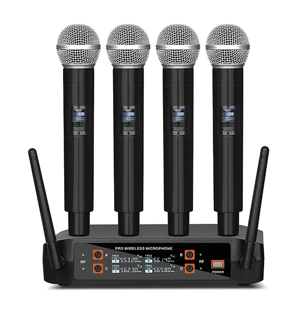 Biner X4 Low Price One Drag 4 Handheld Lightweight and Portable Wireless Microphone for Karaoke
