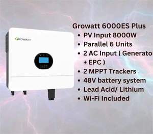 Growatt 6kw Inversor solar Híbrido Sistema solar fuera de la red SPF 6000 ES Plus con batería de 48VDC - Product Image 2