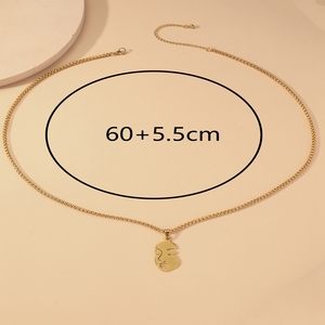 Collar con colgante de cara de <span class=keywords><strong>Picasso</strong></span> abstracta de acero inoxidable para mujer, Gargantilla chapada en oro de 18k estilo Hip Hop, venta al por mayor de fábrica - Product Image 3