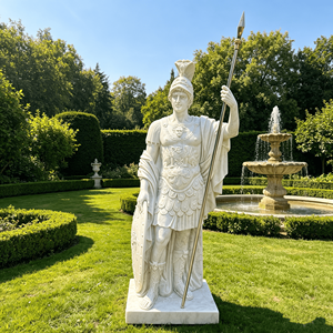 Escultura de Guerrero Europeo en Mármol Blanco para Decoración de Jardín Clásico, Patio o Mansión - Product Image 1