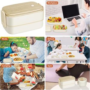 Design Dual-Tier BPA Free Eco-Friendly Plastic Food Grade Microwavable Stackable Leak-Proof Heatable Lunch <b>Box</b> Set - Product Image 5