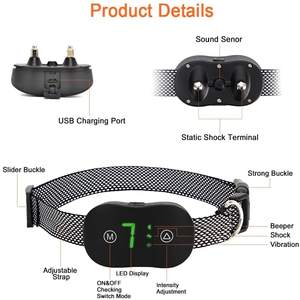 Collier de dressage pour chien rechargeable anti-aboiement en ABS noir avec contrôle tactile pour animaux de compagnie - Product Image 3
