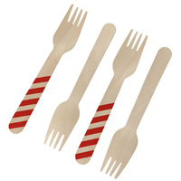 Ensemble de couverts modernes en bois de bouleau biodégradable et écologique de 160 mm, cuillère, fourchette, couteau, personnalisation par impression couleur