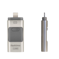 OTG USB Flash Drive 16GB 3-in-1 stik ponsel logam untuk Iphone antarmuka baru & USB 2.0 harga pabrik