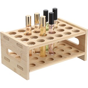 Organizador de Cosméticos de Bambú con 24 Compartimentos, Doble Capa, con Asa, para Exhibición de Maquillaje - Product Image 2