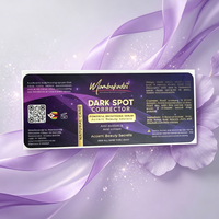 Etiqueta Autoadhesiva Personalizada para Botellas de Cosméticos, Color Morado, Negro y Dorado, Lámina Mate Impermeable, Etiqueta para Frascos de Belleza con Código QR