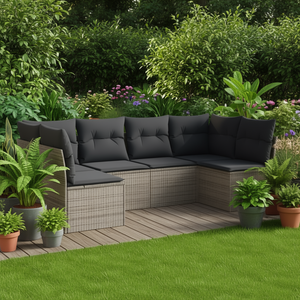 <b>Garden</b> <b>Sofa</b> Set Dark Grey Outdoor Wicker Sectional Furniture - Product Image 2