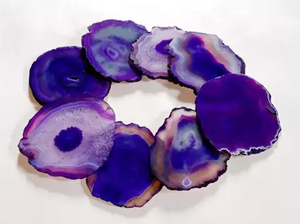 Natural Purple Agate <b>Coasters</b> Handmade Stone <b>Drink</b> <b>Coasters</b> Irregular Polished Stone Craft for Home Bar Decor - Product Image 1