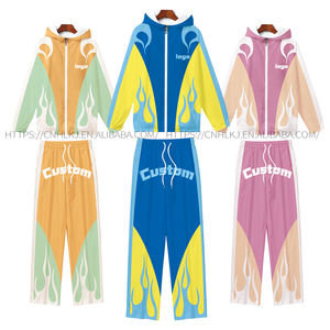 Set personalizzato di due pezzi giacca a vento Set da uomo abbigliamento con cerniera giacca e pantaloni da Jogging abbigliamento sportivo tuta - Product Image 2