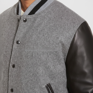 Chaqueta de béisbol de cuero para hombre, chaqueta de lana con manga de cuero, diseño personalizado, 2022 - Product Image 1