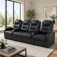Meilleur ensemble de canapés inclinables électriques modernes en cuir véritable pour salon, multicolores, extensibles, quatre places, en bois