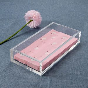 Acrylic Guest Towel Napkin Holder,Clear Bathroom Paper Hand Towels <b>Storage</b> <b>Tray</b> Modern Buffet Napkin Caddy - Product Image 5