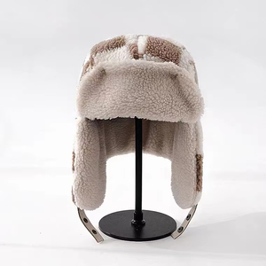 Chapeaux d'hiver chauds et coupe-vent à carreaux en sherpa <span class=keywords><strong>pour</strong></span> femmes et hommes, chapeau de trappeur, chapeau russe Ushanka, casquette d'aviateur avec protège-<span class=keywords><strong>oreilles</strong></span> - Product Image 6