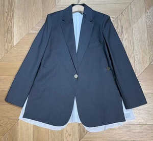 最高品質の新しいブレザーコート2025春のブレザー女性ノッチ付きカラーホワイトカラーブロック長袖グレーブレザーアウターファム - Product Image 3