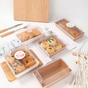 Cajas de postres Cajas cuadradas de charcutería con tapas de plástico transparente Caja de papel Kraft para tarta de queso Sándwich <span class=keywords><strong>Hamburguesas</strong></span> Pan <span class=keywords><strong>Donuts</strong></span> - Product Image 4