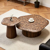 Table basse irrégulière en bois de style moderne du milieu du siècle, couleur noyer, pour salon, mobilier d'intérieur, design décoratif unique