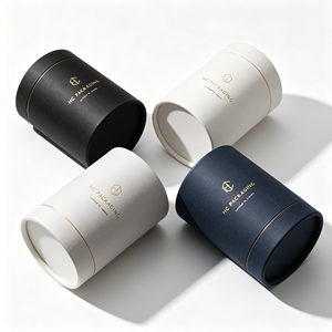 Elegant Custom Paper <b>Round</b> Cylinder Tube <b>Box</b> for Luxury Perfume Cosmetic Gold Foil Logo Matte Finishing Custom Print Wholesale - Product Image 2